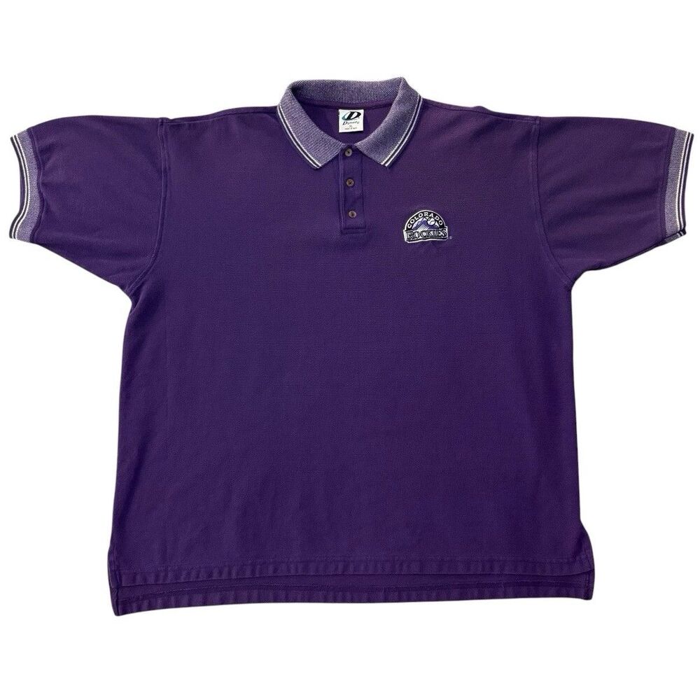 Vintage 90s Colorado Rockies Polo Shirt Purple Dynasty XL Embroidered Logo